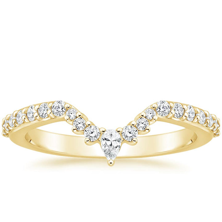 0.29CTW Luxe Lunette Diamond V Shape Wedding Band Ring - LR33 - Roselle Jewelry