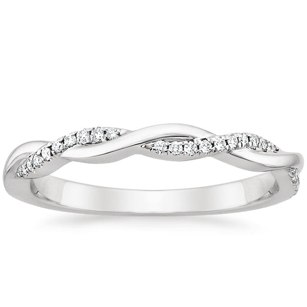 0.12CTW Petite Twisted Vine Diamond Wedding Band Ring - LR30 - Roselle Jewelry