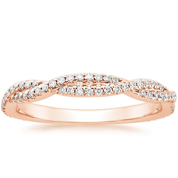 0.26CTW Petite Luxe Twisted Vine Diamond Wedding Band Ring - LR31 - Roselle Jewelry