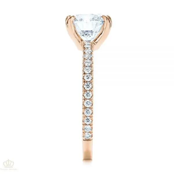Classic Double Claw Prong Side Stone Diamond Engagement Ring [Setting Only] - EC048 - Roselle Jewelry