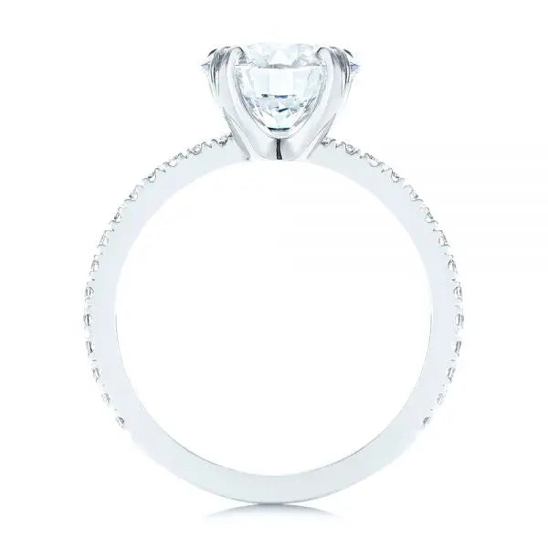 Classic Double Claw Prong Side Stone Diamond Engagement Ring [Setting Only] - EC048 - Roselle Jewelry