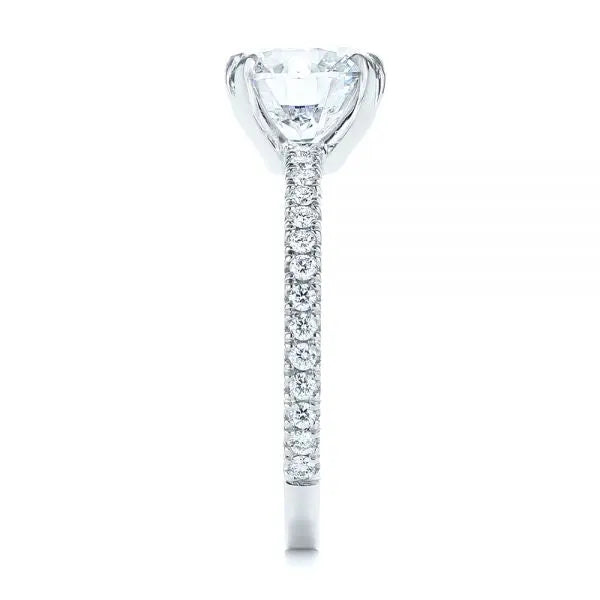 Classic Double Claw Prong Side Stone Diamond Engagement Ring [Setting Only] - EC048 - Roselle Jewelry