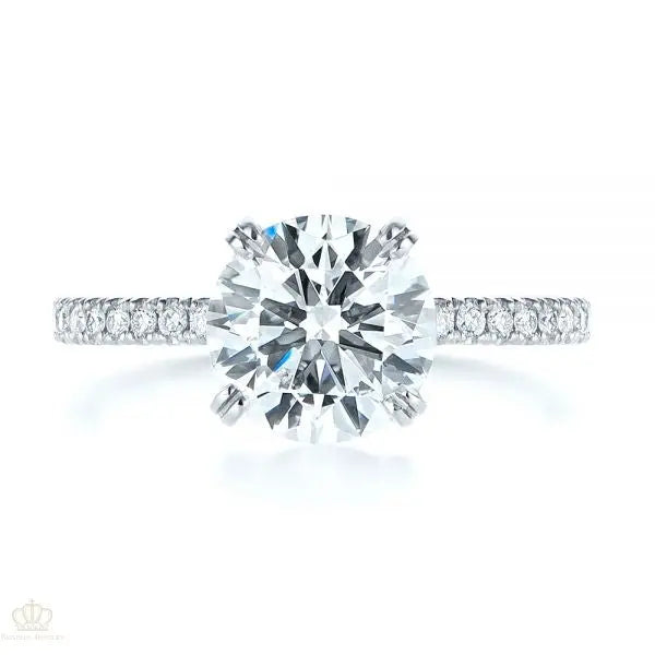 Classic Double Claw Prong Side Stone Diamond Engagement Ring [Setting Only] - EC048 - Roselle Jewelry