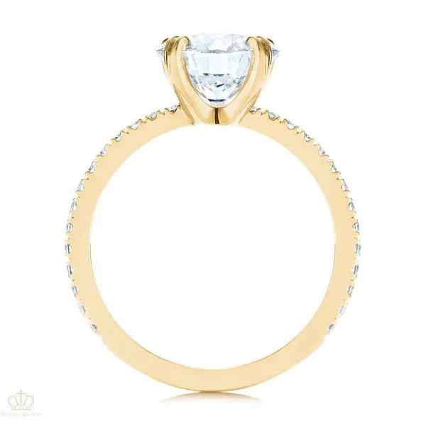 Classic Double Claw Prong Side Stone Diamond Engagement Ring [Setting Only] - EC048 - Roselle Jewelry