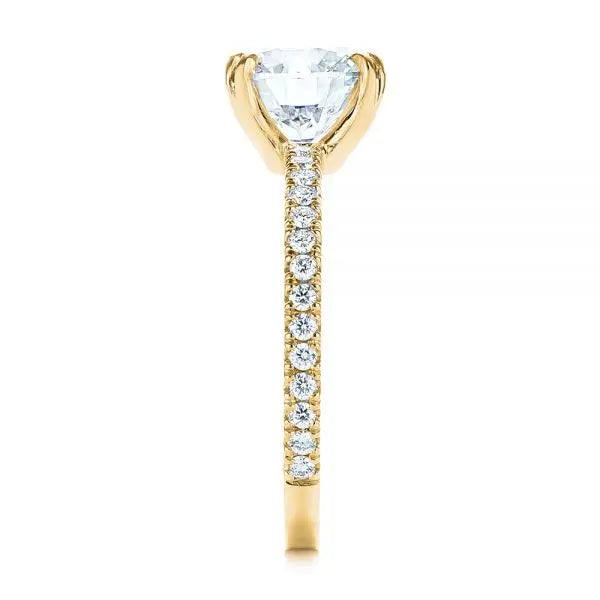 Classic Double Claw Prong Side Stone Diamond Engagement Ring [Setting Only] - EC048 - Roselle Jewelry