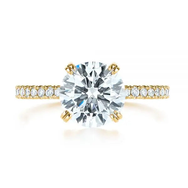 Classic Double Claw Prong Side Stone Diamond Engagement Ring [Setting Only] - EC048 - Roselle Jewelry
