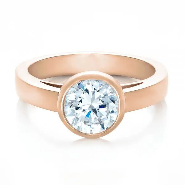 Custom Bezel Set Solitaire Diamond Engagement Ring [Setting Only] - EC075 - Roselle Jewelry