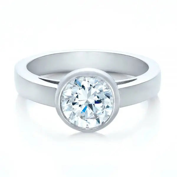 Custom Bezel Set Solitaire Diamond Engagement Ring [Setting Only] - EC075 - Roselle Jewelry