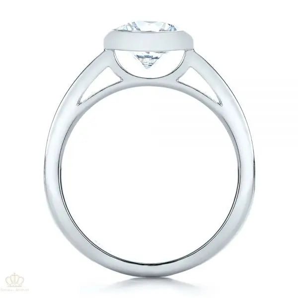 Custom Bezel Set Solitaire Diamond Engagement Ring [Setting Only] - EC075 - Roselle Jewelry