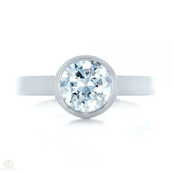 Custom Bezel Set Solitaire Diamond Engagement Ring [Setting Only] - EC075 - Roselle Jewelry