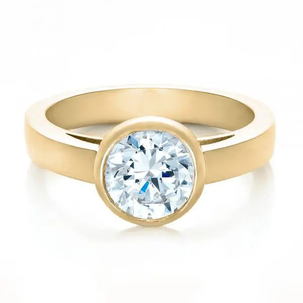 Custom Bezel Set Solitaire Diamond Engagement Ring [Setting Only] - EC075 - Roselle Jewelry
