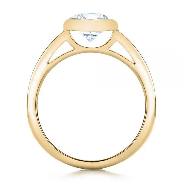 Custom Bezel Set Solitaire Diamond Engagement Ring [Setting Only] - EC075 - Roselle Jewelry