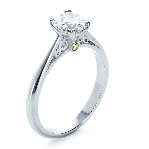 Custom Diamond Side Stone Engagement Ring [Setting Only] - EC072 - Roselle Jewelry