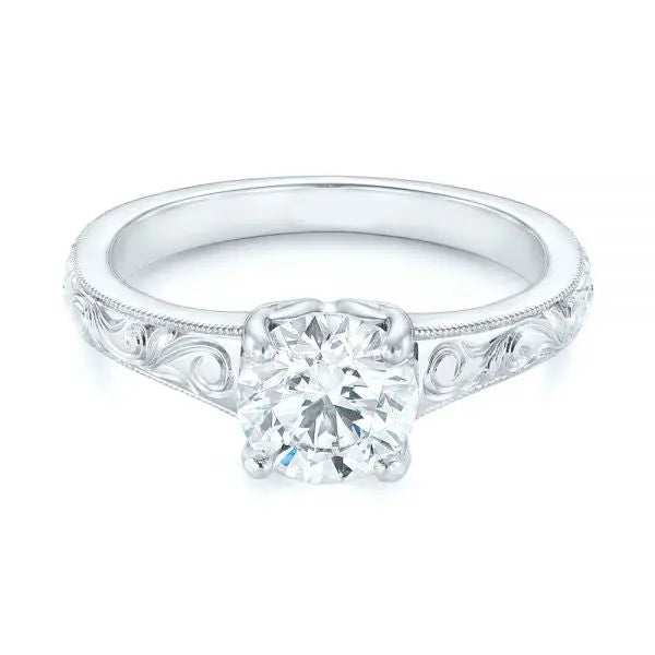 Vintage Solitaire Diamond Engagement Ring [Setting Only] - EC063 - Roselle Jewelry