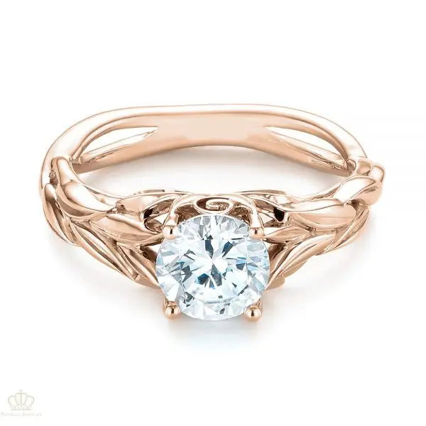 Floral Solitaire Diamond Engagement Ring [Setting Only] - EC042 - Roselle Jewelry