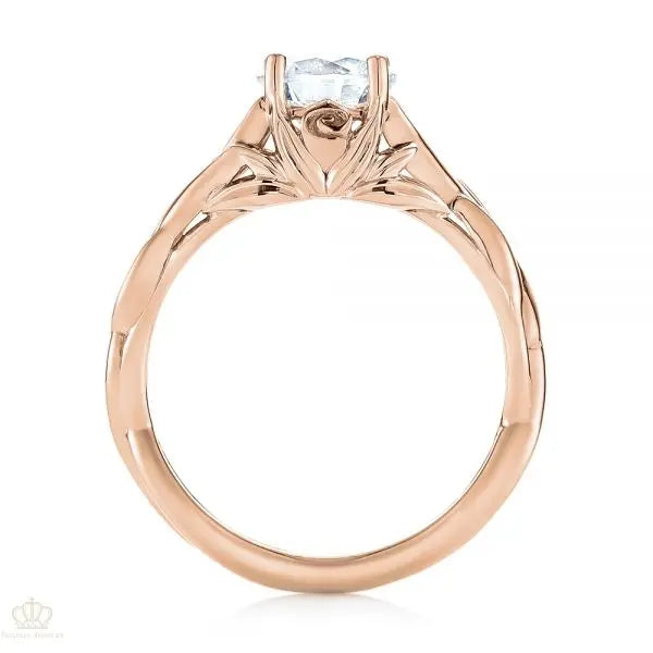Floral Solitaire Diamond Engagement Ring [Setting Only] - EC042 - Roselle Jewelry