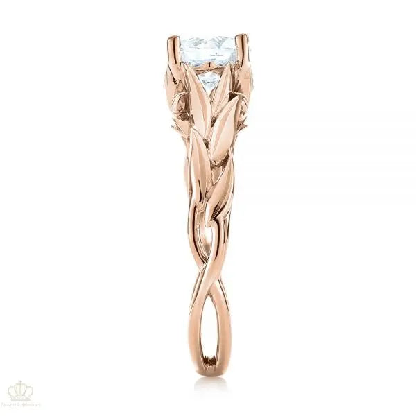 Floral Solitaire Diamond Engagement Ring [Setting Only] - EC042 - Roselle Jewelry