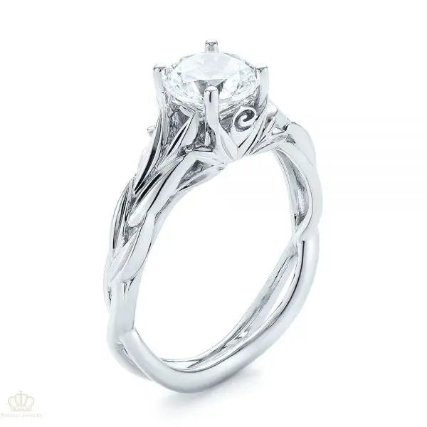 Floral Solitaire Diamond Engagement Ring [Setting Only] - EC042 - Roselle Jewelry