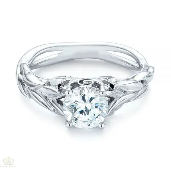 Floral Solitaire Diamond Engagement Ring [Setting Only] - EC042 - Roselle Jewelry