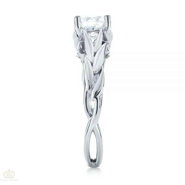 Floral Solitaire Diamond Engagement Ring [Setting Only] - EC042 - Roselle Jewelry