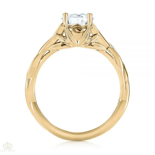 Floral Solitaire Diamond Engagement Ring [Setting Only] - EC042 - Roselle Jewelry
