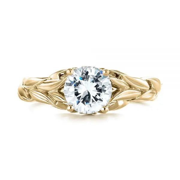 Floral Solitaire Diamond Engagement Ring [Setting Only] - EC042 - Roselle Jewelry