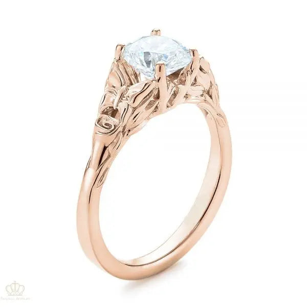 Rose Floral Butterfly Solitaire Diamond Engagement Ring [Setting Only] - EC040 - Roselle Jewelry