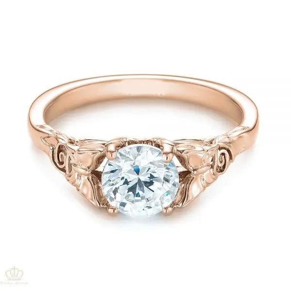 Rose Floral Butterfly Solitaire Diamond Engagement Ring [Setting Only] - EC040 - Roselle Jewelry