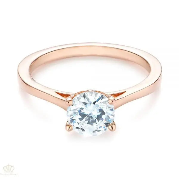 Four Prong Floral Solitaire Diamond Engagement Ring [Setting Only] - EC032 - Roselle Jewelry