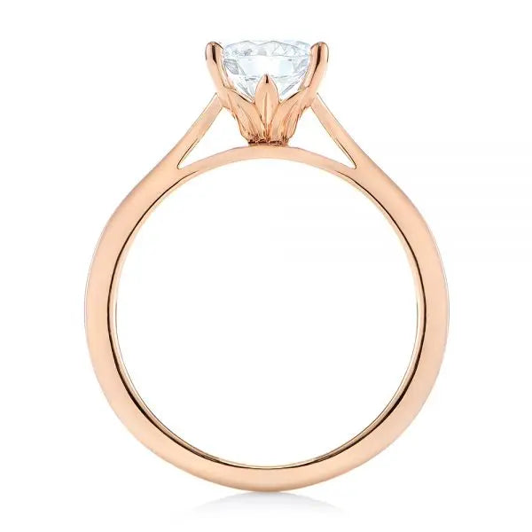 Four Prong Floral Solitaire Diamond Engagement Ring [Setting Only] - EC032 - Roselle Jewelry
