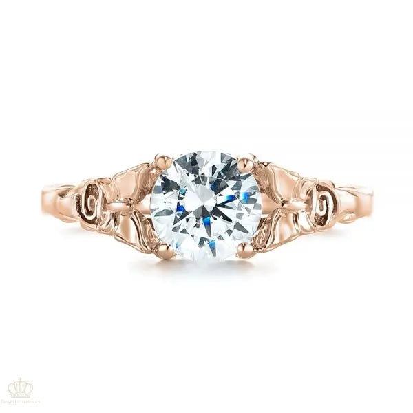 Rose Floral Butterfly Solitaire Diamond Engagement Ring [Setting Only] - EC040 - Roselle Jewelry