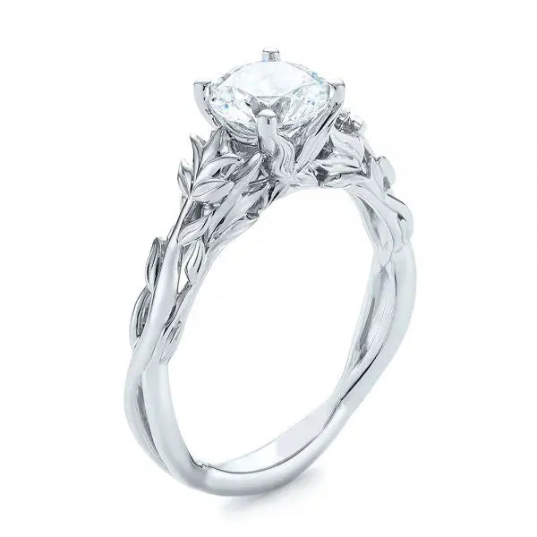 Four Prong Vintage Floral Solitaire Diamond Engagement Ring [Setting Only] - EC037 - Roselle Jewelry