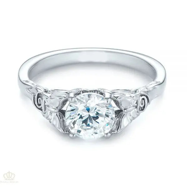 Rose Floral Butterfly Solitaire Diamond Engagement Ring [Setting Only] - EC040 - Roselle Jewelry