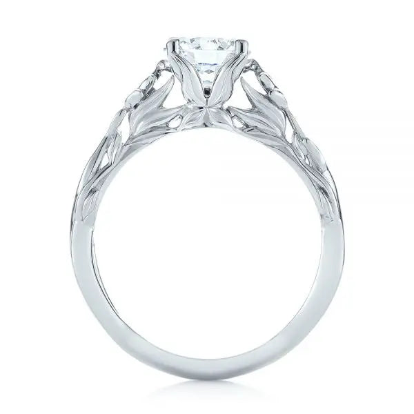 Four Prong Vintage Floral Solitaire Diamond Engagement Ring [Setting Only] - EC037 - Roselle Jewelry