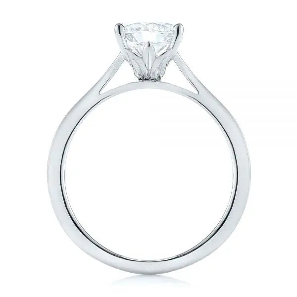 Four Prong Floral Solitaire Diamond Engagement Ring [Setting Only] - EC032 - Roselle Jewelry