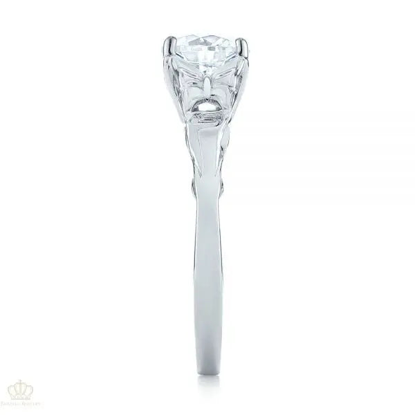 Rose Floral Butterfly Solitaire Diamond Engagement Ring [Setting Only] - EC040 - Roselle Jewelry