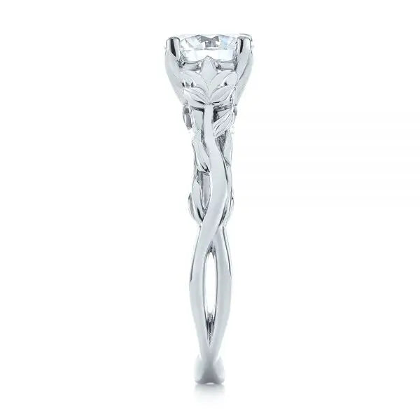 Four Prong Vintage Floral Solitaire Diamond Engagement Ring [Setting Only] - EC037 - Roselle Jewelry