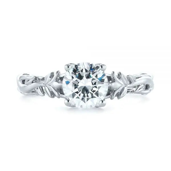 Four Prong Vintage Floral Solitaire Diamond Engagement Ring [Setting Only] - EC037 - Roselle Jewelry