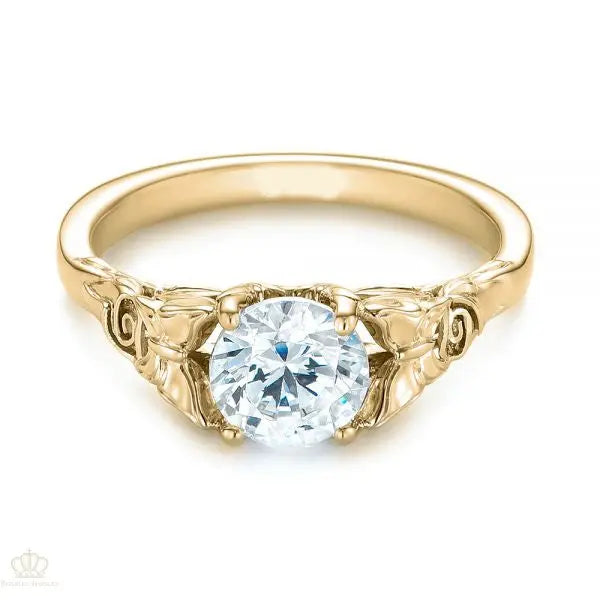 Rose Floral Butterfly Solitaire Diamond Engagement Ring [Setting Only] - EC040 - Roselle Jewelry