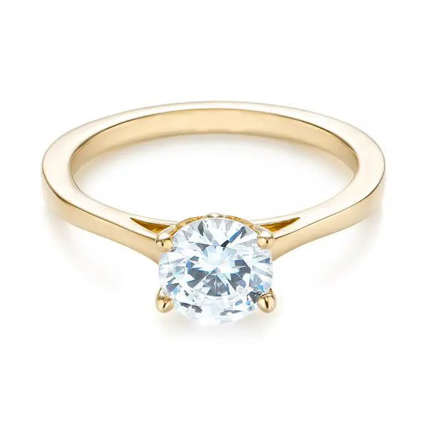 Four Prong Floral Solitaire Diamond Engagement Ring [Setting Only] - EC032 - Roselle Jewelry