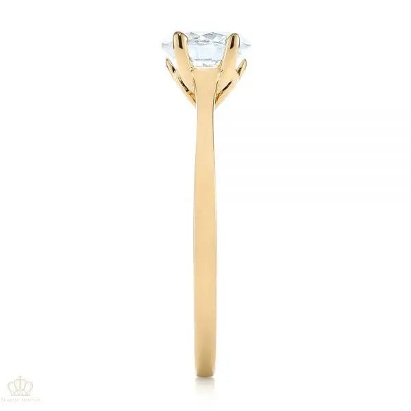 Four Prong Floral Solitaire Diamond Engagement Ring [Setting Only] - EC032 - Roselle Jewelry
