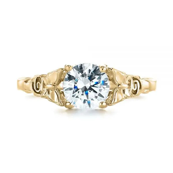 Rose Floral Butterfly Solitaire Diamond Engagement Ring [Setting Only] - EC040 - Roselle Jewelry