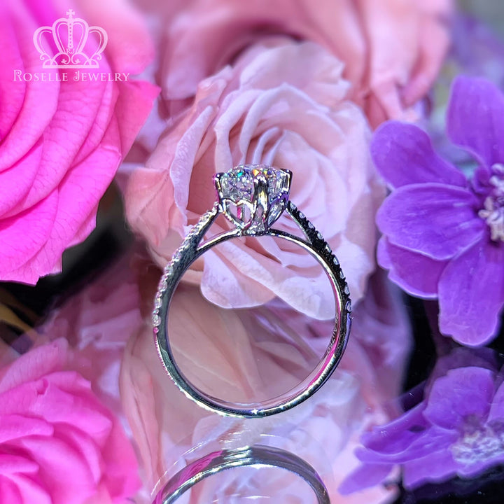 0.86CTW Four Prong Heart Shape Claw Lab Grown Side Stone Diamond Engagement Ring - LGR007 - Roselle Jewelry