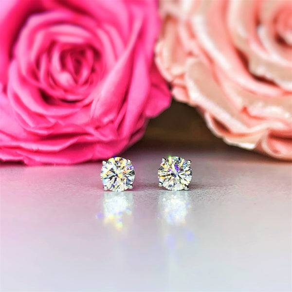 0.31CT 18K White Gold Lab Grown Diamond Four Prong Earrings - LE2 - Roselle Jewelry
