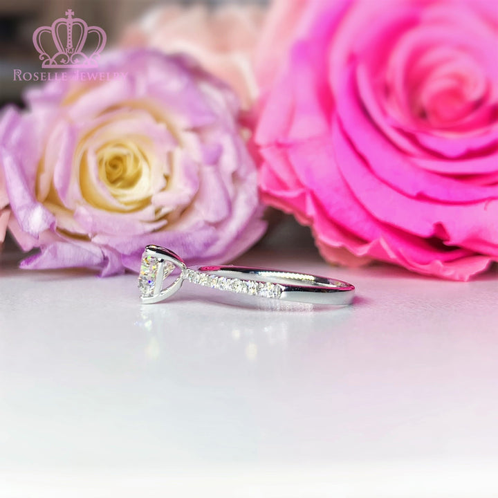 1.20CTW Heart Shape Lab Grown Side Stone Diamond Engagement Ring - LGR008 - Roselle Jewelry