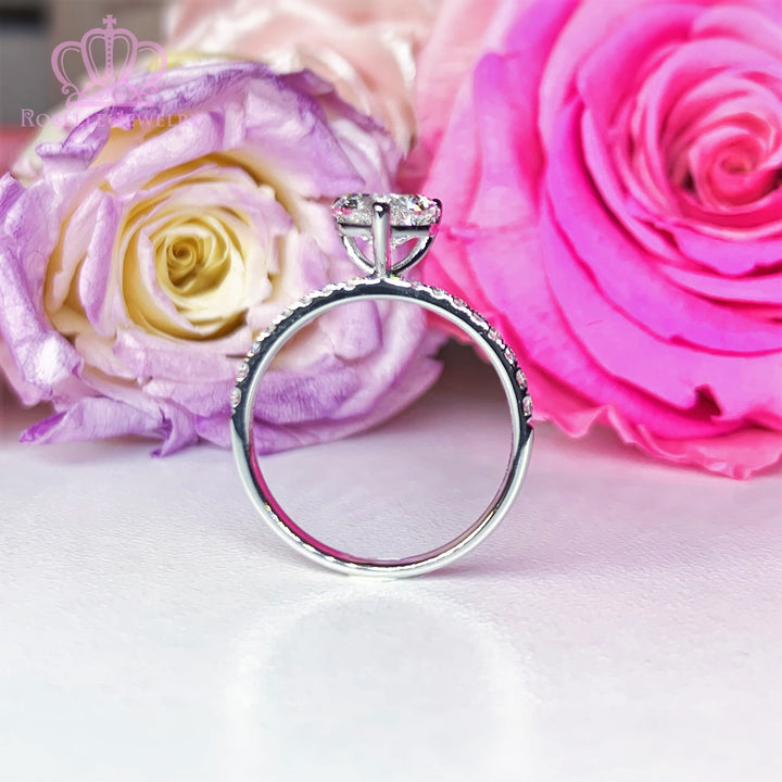 1.20CTW Heart Shape Lab Grown Side Stone Diamond Engagement Ring - LGR008 - Roselle Jewelry