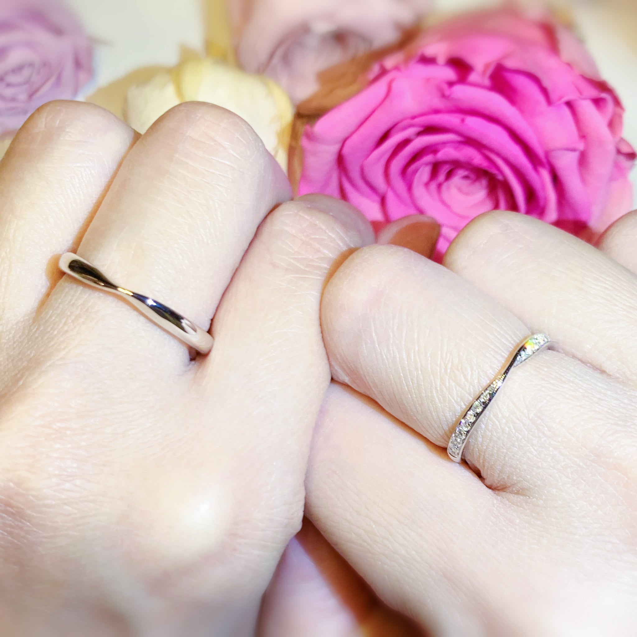Twist Couple Diamond Wedding Ring Set - WM11 - Roselle Jewelry