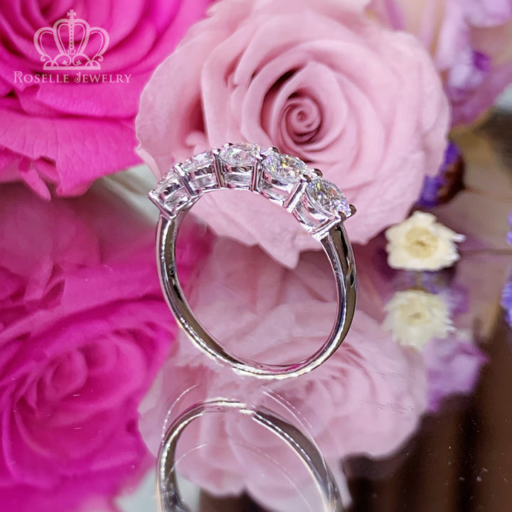 1.25CTW Five Stone Half Eternity Wedding Ring - LGR016 - Roselle Jewelry