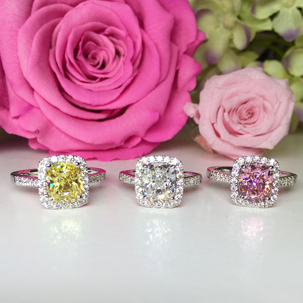 Cushion Cut Halo Engagement Ring - WY1PY1FY1 - Roselle Jewelry