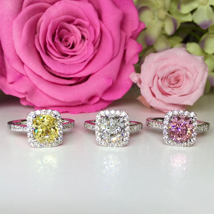 Cushion Cut Halo Engagement Ring - WY1PY1FY1 - Roselle Jewelry